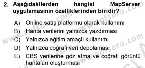 Web Tabanlı CBS Dersi 2024 - 2025 Yılı Yaz Okulu Sınav Soruları 2. Soru