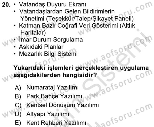 Web Tabanlı CBS Dersi 2024 - 2025 Yılı Yaz Okulu Sınav Soruları 20. Soru