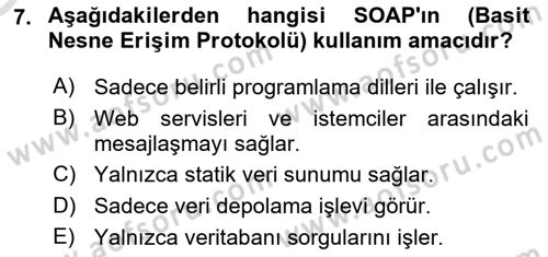 Web Tabanlı CBS Dersi 2024 - 2025 Yılı Yaz Okulu Sınav Soruları 7. Soru