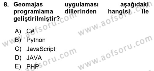 Web Tabanlı CBS Dersi 2024 - 2025 Yılı Yaz Okulu Sınav Soruları 8. Soru