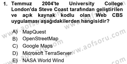 Web Tabanlı CBS Dersi 2025 - 2026 Yılı (Final) Dönem Sonu Sınav Soruları 1. Soru