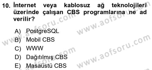 Web Tabanlı CBS Dersi 2025 - 2026 Yılı (Final) Dönem Sonu Sınav Soruları 10. Soru