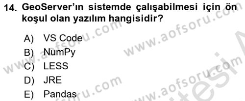 Web Tabanlı CBS Dersi 2025 - 2026 Yılı (Final) Dönem Sonu Sınav Soruları 14. Soru