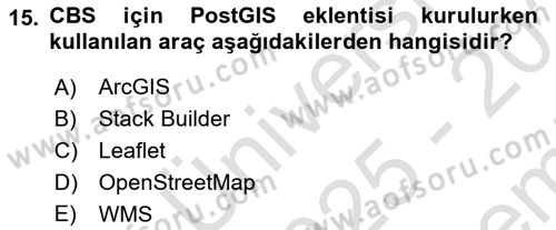 Web Tabanlı CBS Dersi 2025 - 2026 Yılı (Final) Dönem Sonu Sınav Soruları 15. Soru