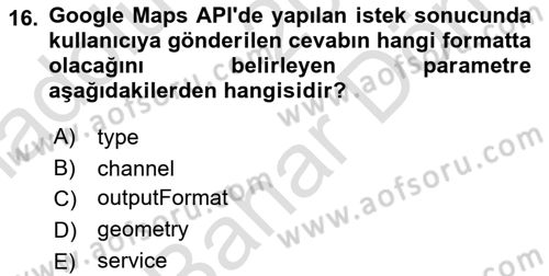 Web Tabanlı CBS Dersi 2025 - 2026 Yılı (Final) Dönem Sonu Sınav Soruları 16. Soru