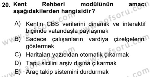 Web Tabanlı CBS Dersi 2025 - 2026 Yılı (Final) Dönem Sonu Sınav Soruları 20. Soru