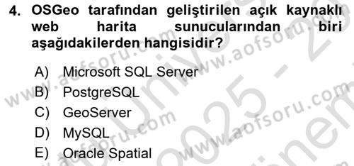 Web Tabanlı CBS Dersi 2025 - 2026 Yılı (Final) Dönem Sonu Sınav Soruları 4. Soru