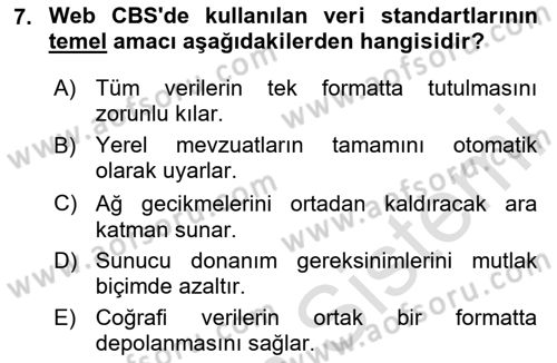 Web Tabanlı CBS Dersi 2025 - 2026 Yılı (Final) Dönem Sonu Sınav Soruları 7. Soru
