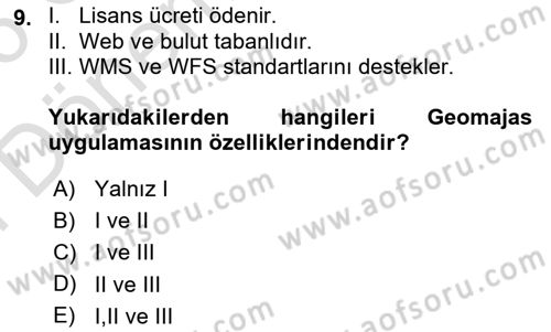 Web Tabanlı CBS Dersi 2025 - 2026 Yılı (Final) Dönem Sonu Sınav Soruları 9. Soru