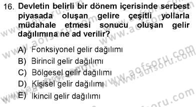 Sosyal Politika Dersi 2012 - 2013 Yılı (Vize) Ara Sınav Soruları 16. Soru