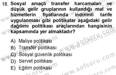 Sosyal Politika Dersi 2012 - 2013 Yılı (Vize) Ara Sınav Soruları 18. Soru