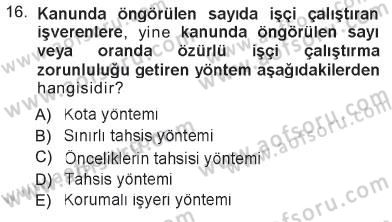 Sosyal Politika Dersi 2012 - 2013 Yılı Tek Ders Sınav Soruları 16. Soru