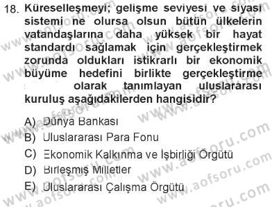 Sosyal Politika Dersi 2012 - 2013 Yılı Tek Ders Sınav Soruları 18. Soru