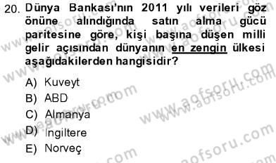 Sosyal Politika Dersi 2013 - 2014 Yılı (Final) Dönem Sonu Sınav Soruları 20. Soru