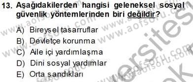 Sosyal Politika Dersi 2013 - 2014 Yılı Tek Ders Sınav Soruları 13. Soru