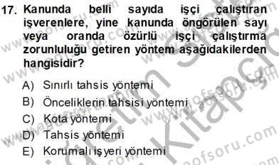 Sosyal Politika Dersi 2013 - 2014 Yılı Tek Ders Sınav Soruları 17. Soru