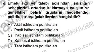 Sosyal Politika Dersi 2014 - 2015 Yılı (Vize) Ara Sınav Soruları 14. Soru