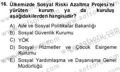 Sosyal Politika Dersi 2014 - 2015 Yılı (Vize) Ara Sınav Soruları 16. Soru