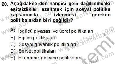 Sosyal Politika Dersi 2014 - 2015 Yılı (Vize) Ara Sınav Soruları 20. Soru
