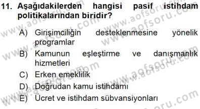 Sosyal Politika Dersi 2015 - 2016 Yılı (Vize) Ara Sınav Soruları 11. Soru