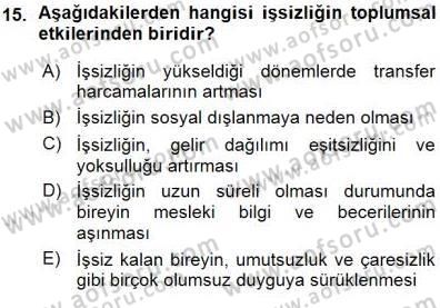 Sosyal Politika Dersi 2015 - 2016 Yılı (Vize) Ara Sınav Soruları 15. Soru