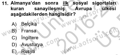 Sosyal Politika Dersi 2016 - 2017 Yılı 3 Ders Sınav Soruları 11. Soru