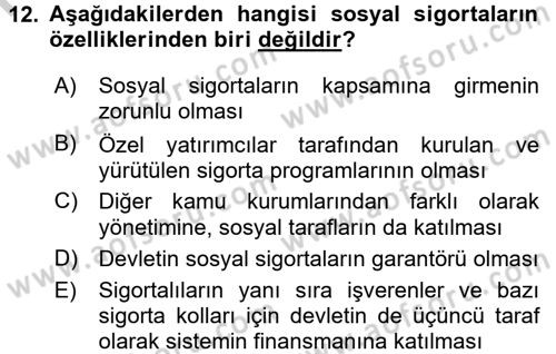 Sosyal Politika Dersi 2016 - 2017 Yılı 3 Ders Sınav Soruları 12. Soru