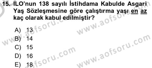 Sosyal Politika Dersi 2016 - 2017 Yılı 3 Ders Sınav Soruları 15. Soru