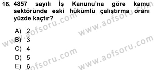 Sosyal Politika Dersi 2016 - 2017 Yılı 3 Ders Sınav Soruları 16. Soru
