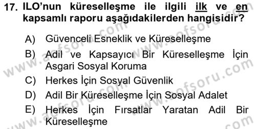 Sosyal Politika Dersi 2016 - 2017 Yılı 3 Ders Sınav Soruları 17. Soru