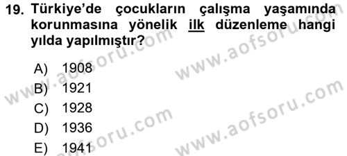 Sosyal Politika Dersi 2016 - 2017 Yılı 3 Ders Sınav Soruları 19. Soru