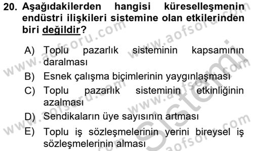Sosyal Politika Dersi 2016 - 2017 Yılı 3 Ders Sınav Soruları 20. Soru