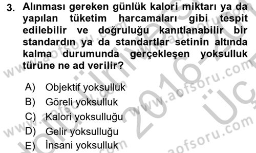 Sosyal Politika Dersi 2016 - 2017 Yılı 3 Ders Sınav Soruları 3. Soru