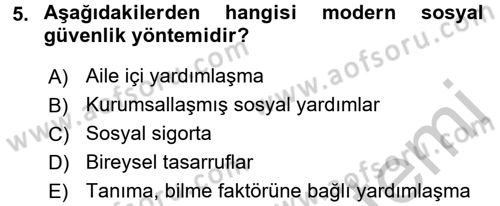 Sosyal Politika Dersi 2016 - 2017 Yılı 3 Ders Sınav Soruları 5. Soru