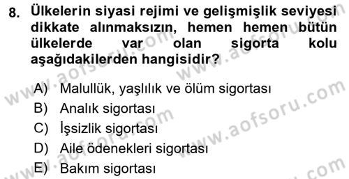 Sosyal Politika Dersi 2016 - 2017 Yılı 3 Ders Sınav Soruları 8. Soru