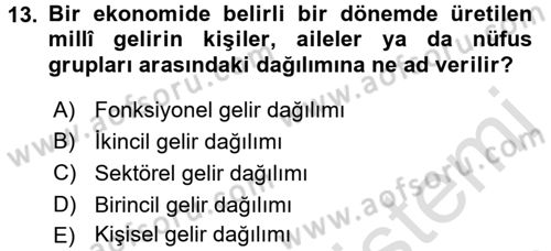 Sosyal Politika Dersi 2016 - 2017 Yılı (Vize) Ara Sınav Soruları 13. Soru