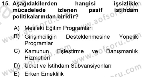 Sosyal Politika Dersi 2016 - 2017 Yılı (Vize) Ara Sınav Soruları 15. Soru