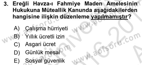Sosyal Politika Dersi 2016 - 2017 Yılı (Vize) Ara Sınav Soruları 3. Soru