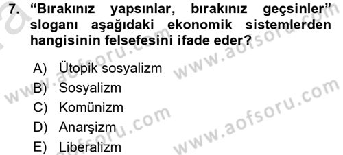 Sosyal Politika Dersi 2016 - 2017 Yılı (Vize) Ara Sınav Soruları 7. Soru
