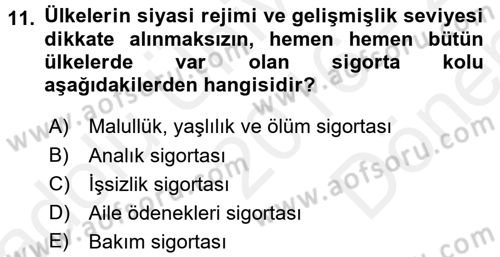Sosyal Politika Dersi 2016 - 2017 Yılı (Final) Dönem Sonu Sınav Soruları 11. Soru