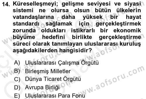 Sosyal Politika Dersi 2016 - 2017 Yılı (Final) Dönem Sonu Sınav Soruları 14. Soru