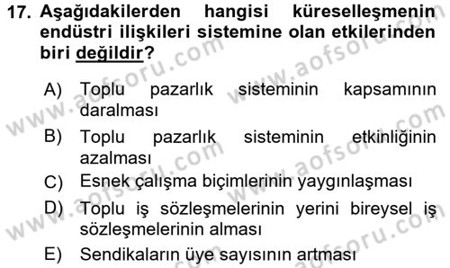 Sosyal Politika Dersi 2016 - 2017 Yılı (Final) Dönem Sonu Sınav Soruları 17. Soru