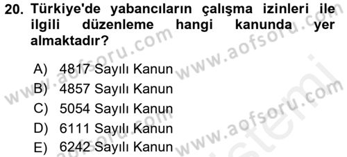Sosyal Politika Dersi 2016 - 2017 Yılı (Final) Dönem Sonu Sınav Soruları 20. Soru
