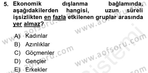 Sosyal Politika Dersi 2016 - 2017 Yılı (Final) Dönem Sonu Sınav Soruları 5. Soru