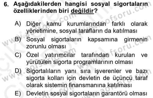 Sosyal Politika Dersi 2016 - 2017 Yılı (Final) Dönem Sonu Sınav Soruları 6. Soru