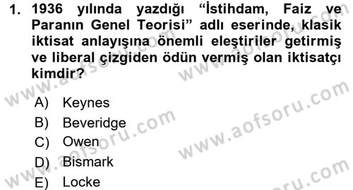 Sosyal Politika Dersi 2017 - 2018 Yılı 3 Ders Sınav Soruları 1. Soru