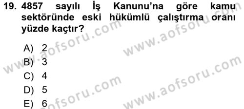 Sosyal Politika Dersi 2017 - 2018 Yılı 3 Ders Sınav Soruları 19. Soru