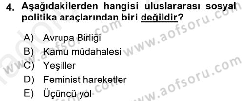 Sosyal Politika Dersi 2017 - 2018 Yılı 3 Ders Sınav Soruları 4. Soru