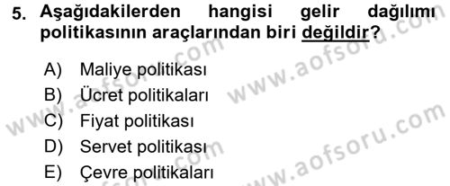 Sosyal Politika Dersi 2017 - 2018 Yılı 3 Ders Sınav Soruları 5. Soru