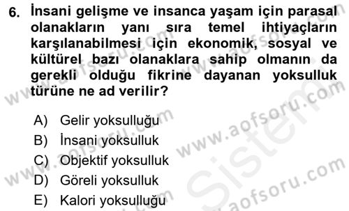 Sosyal Politika Dersi 2017 - 2018 Yılı 3 Ders Sınav Soruları 6. Soru